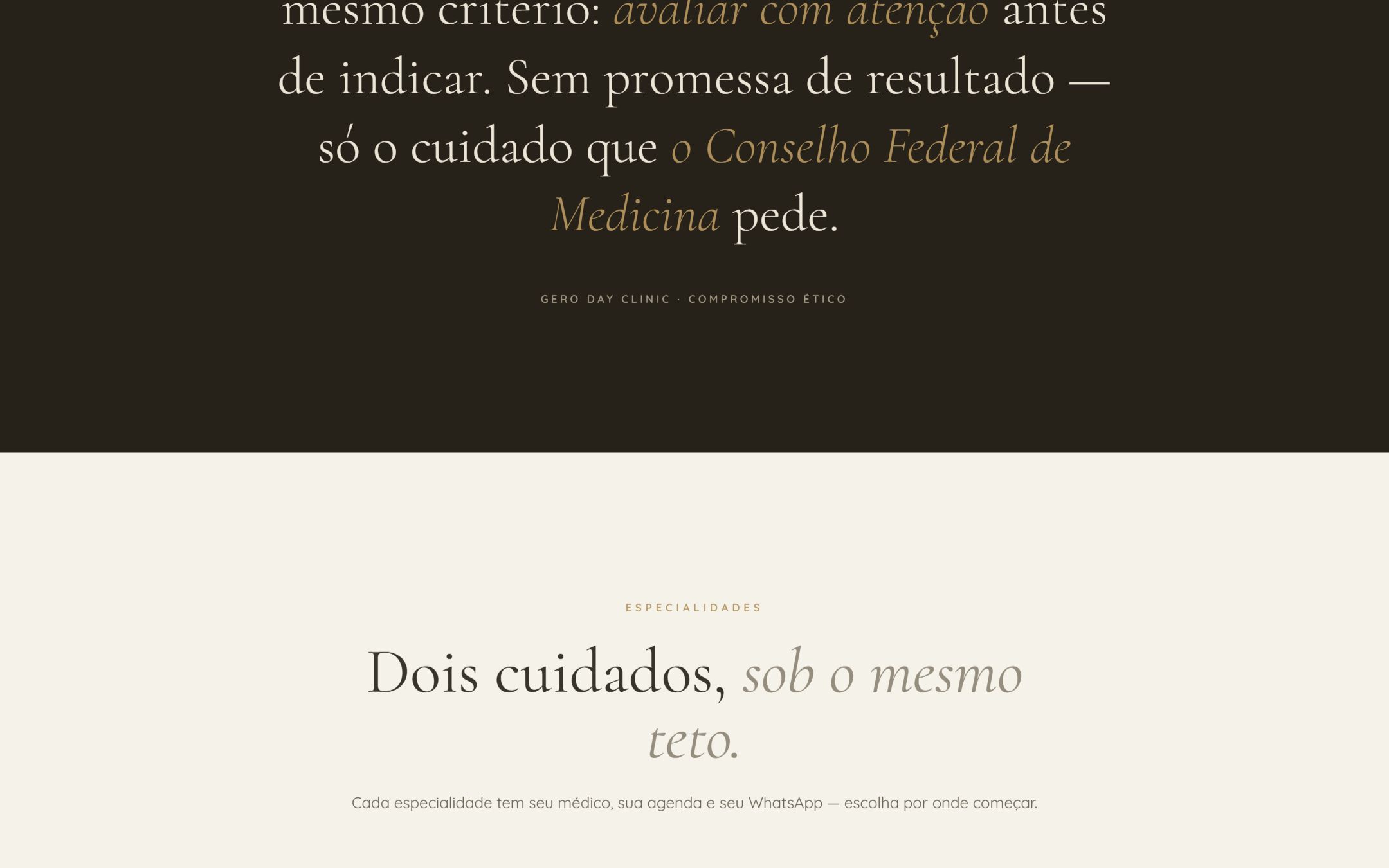 Site de day clinic multi-especialidade — design