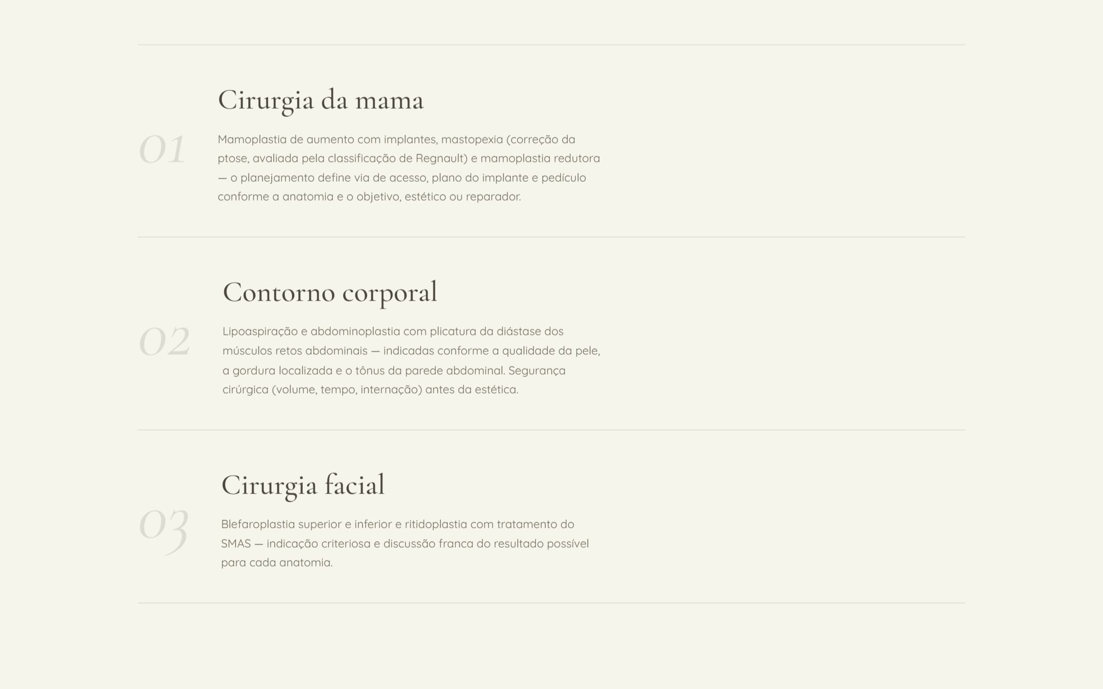 Site de cirurgia plástica — design