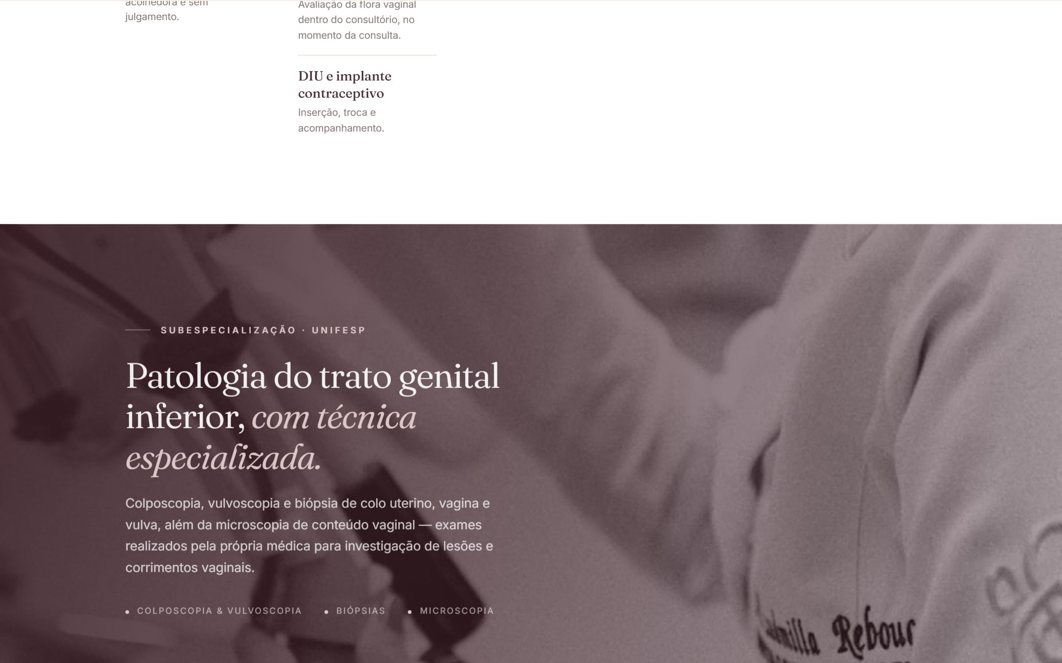 Site de ginecologia — design
